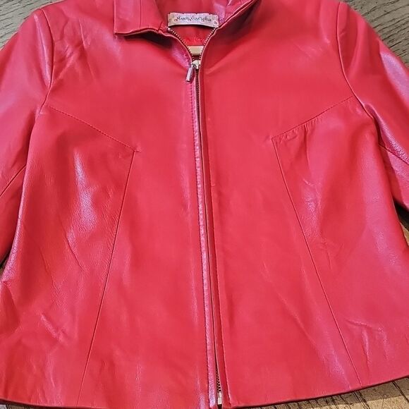Red leather jacket size M or 40 Mariela Gucinelli excellent condition - Picture 4 of 14